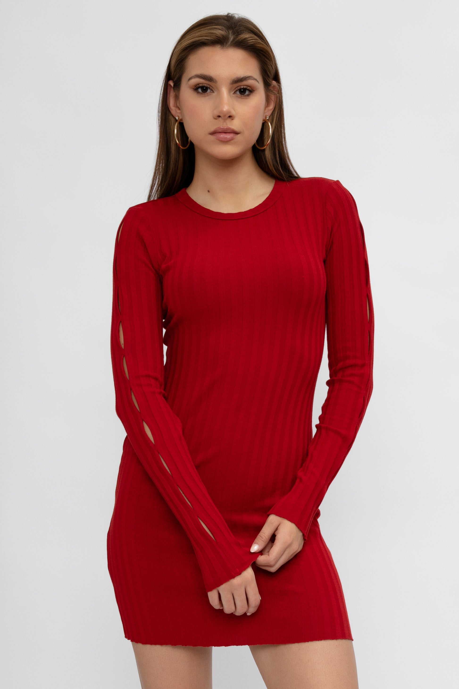 COTTON CITIZEN Capri Long Sleeve Mini Dress in Spice