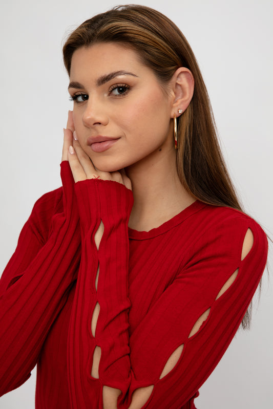 COTTON CITIZEN Capri Long Sleeve Mini Dress in Spice