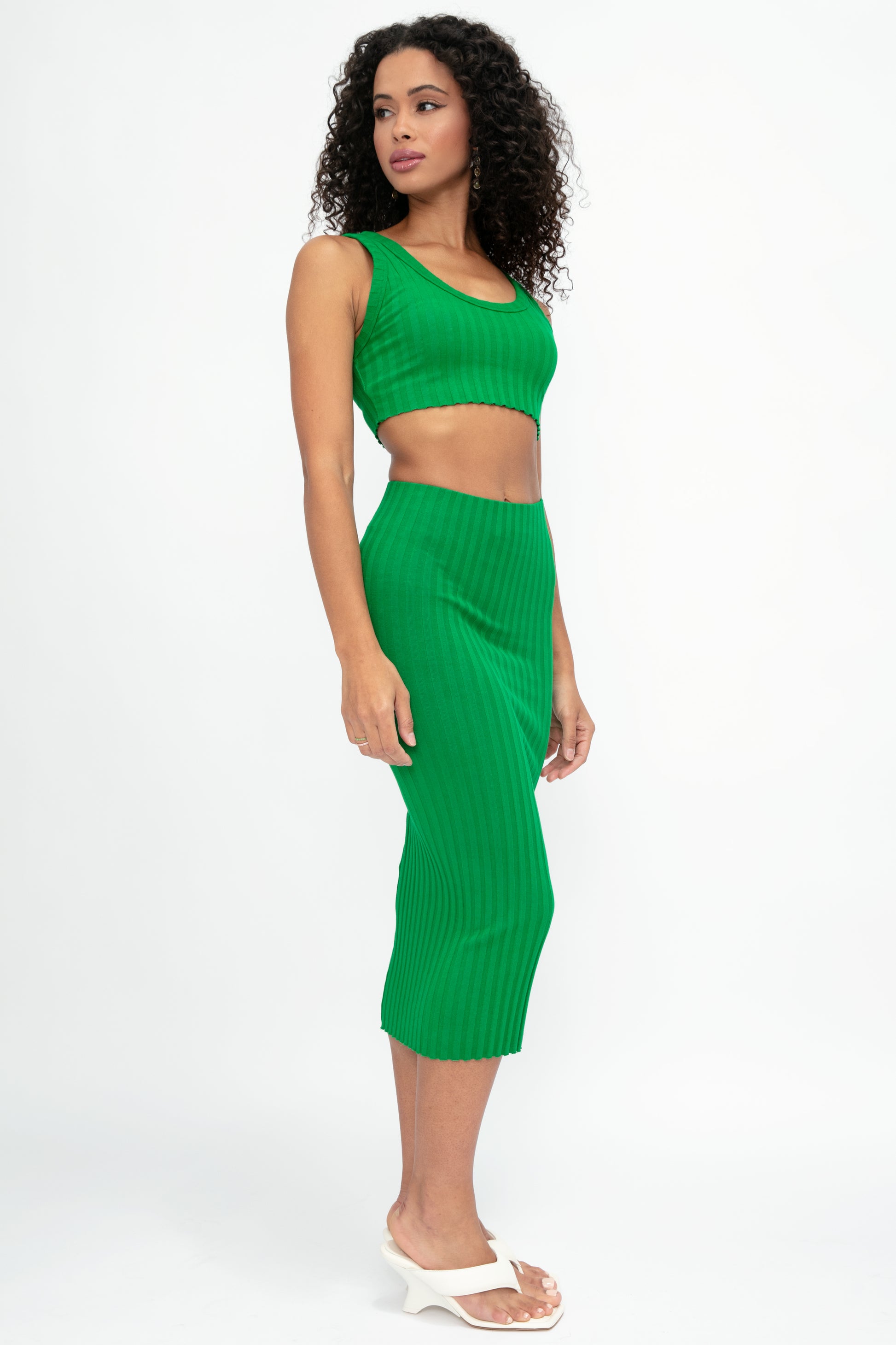 COTTON CITIZEN Capri Midi Skirt in Kelly Green