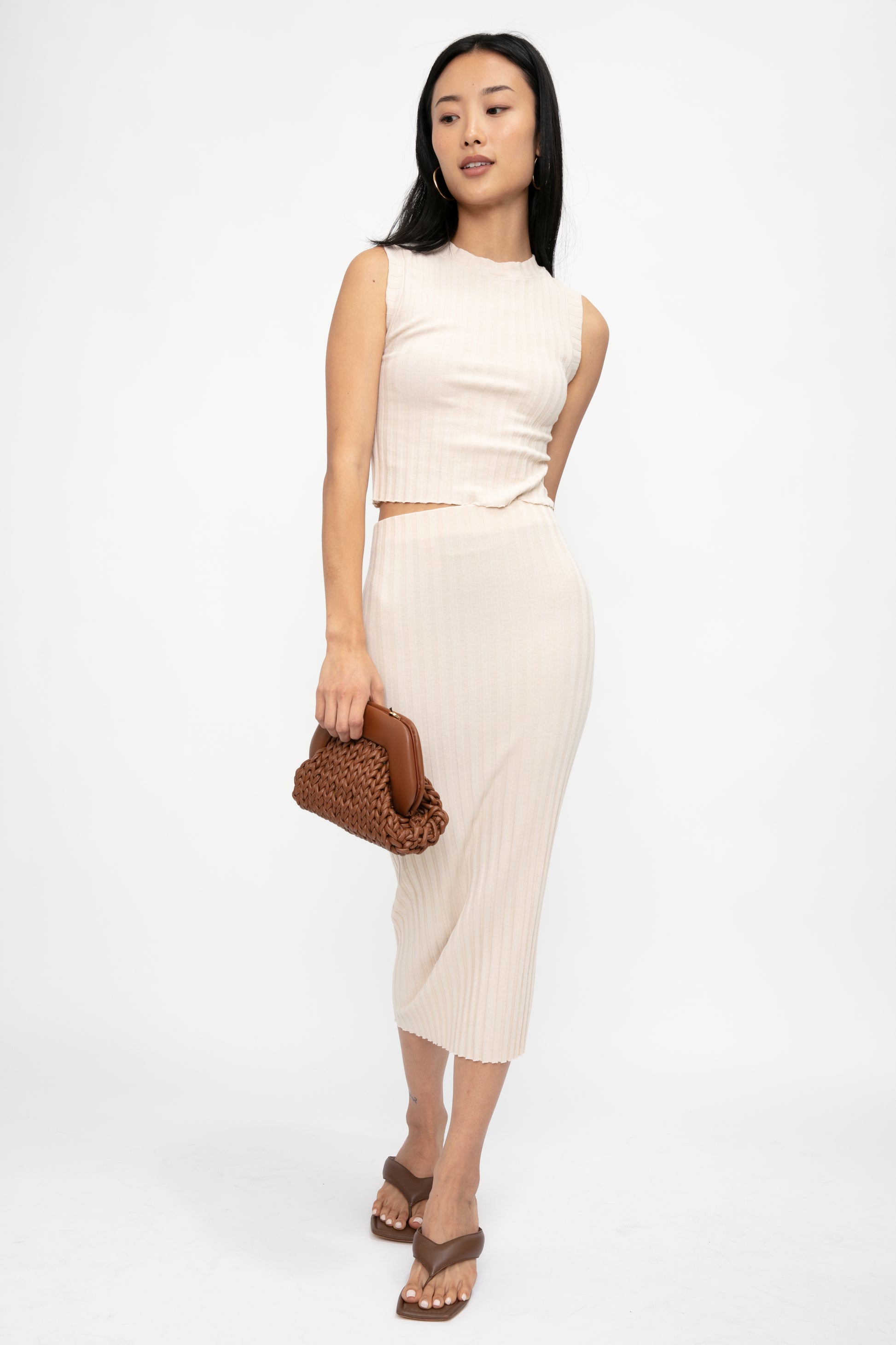 COTTON CITIZEN Capri Midi Skirt in Oatmeal