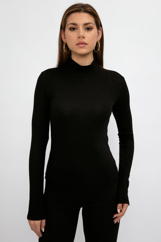 COTTON CITIZEN Verona Turtleneck in Jet Black