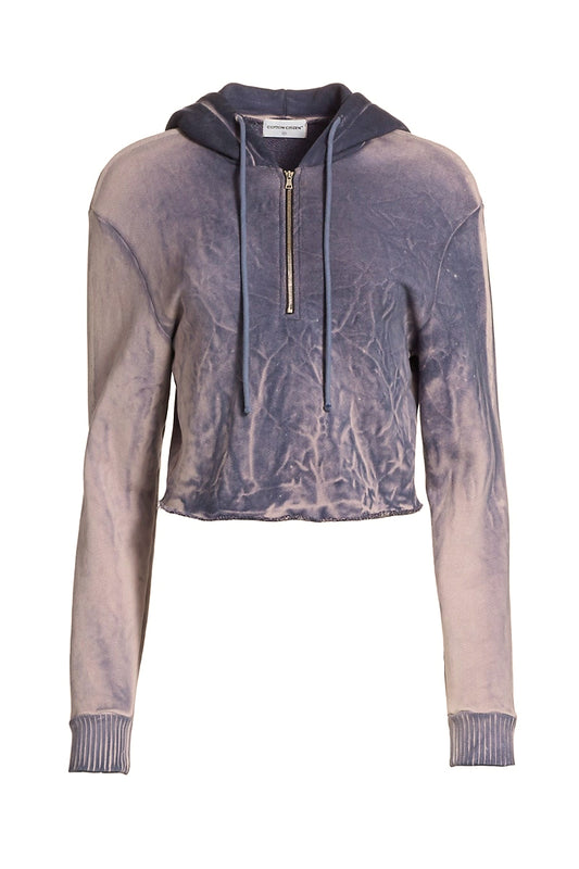 COTTON CITIZEN Brooklyn Crop Zip Hoodie in Eggplant Mix