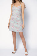 DENIMIST Empire Waist Mini Dress in Light Blue Rose
