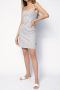 DENIMIST Empire Waist Mini Dress in Light Blue Rose