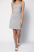 DENIMIST Empire Waist Mini Dress in Light Blue Rose