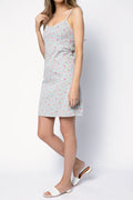 DENIMIST Empire Waist Mini Dress in Light Blue Rose
