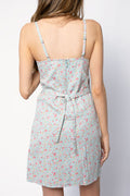 DENIMIST Empire Waist Mini Dress in Light Blue Rose