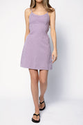 DENIMIST Empire Waist Mini Dress in Purple Gingham