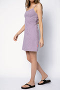 DENIMIST Empire Waist Mini Dress in Purple Gingham