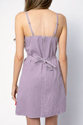 DENIMIST Empire Waist Mini Dress in Purple Gingham