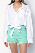 DENIMIST Nic Mid Rise Cut Off Shorts in Mint