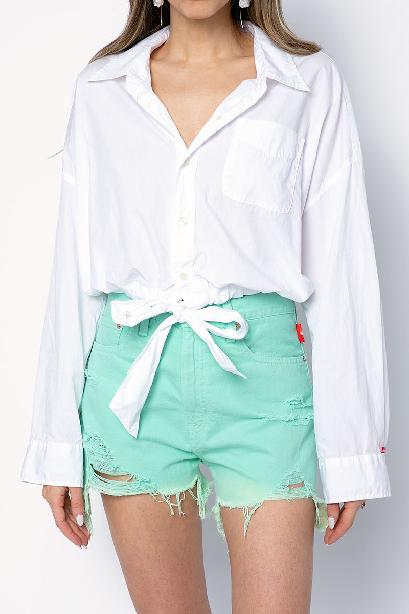 DENIMIST Nic Mid Rise Cut Off Shorts in Mint