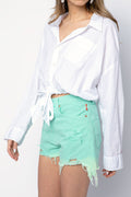 DENIMIST Nic Mid Rise Cut Off Shorts in Mint