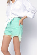 DENIMIST Nic Mid Rise Cut Off Shorts in Mint