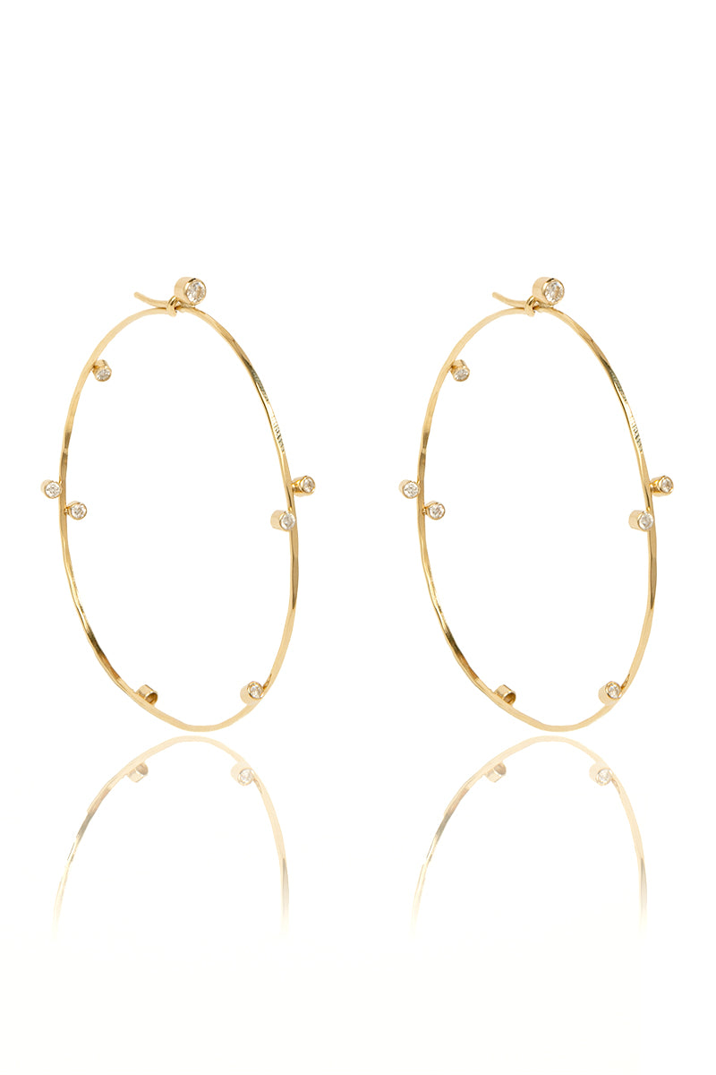 L.A. STEIN Tiara Diamond Hoops in Yellow Gold