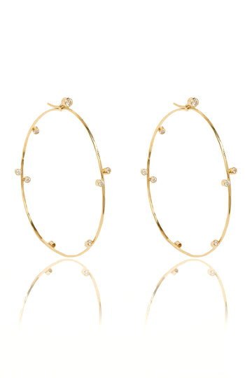 L.A. STEIN Tiara Diamond Hoops in Yellow Gold