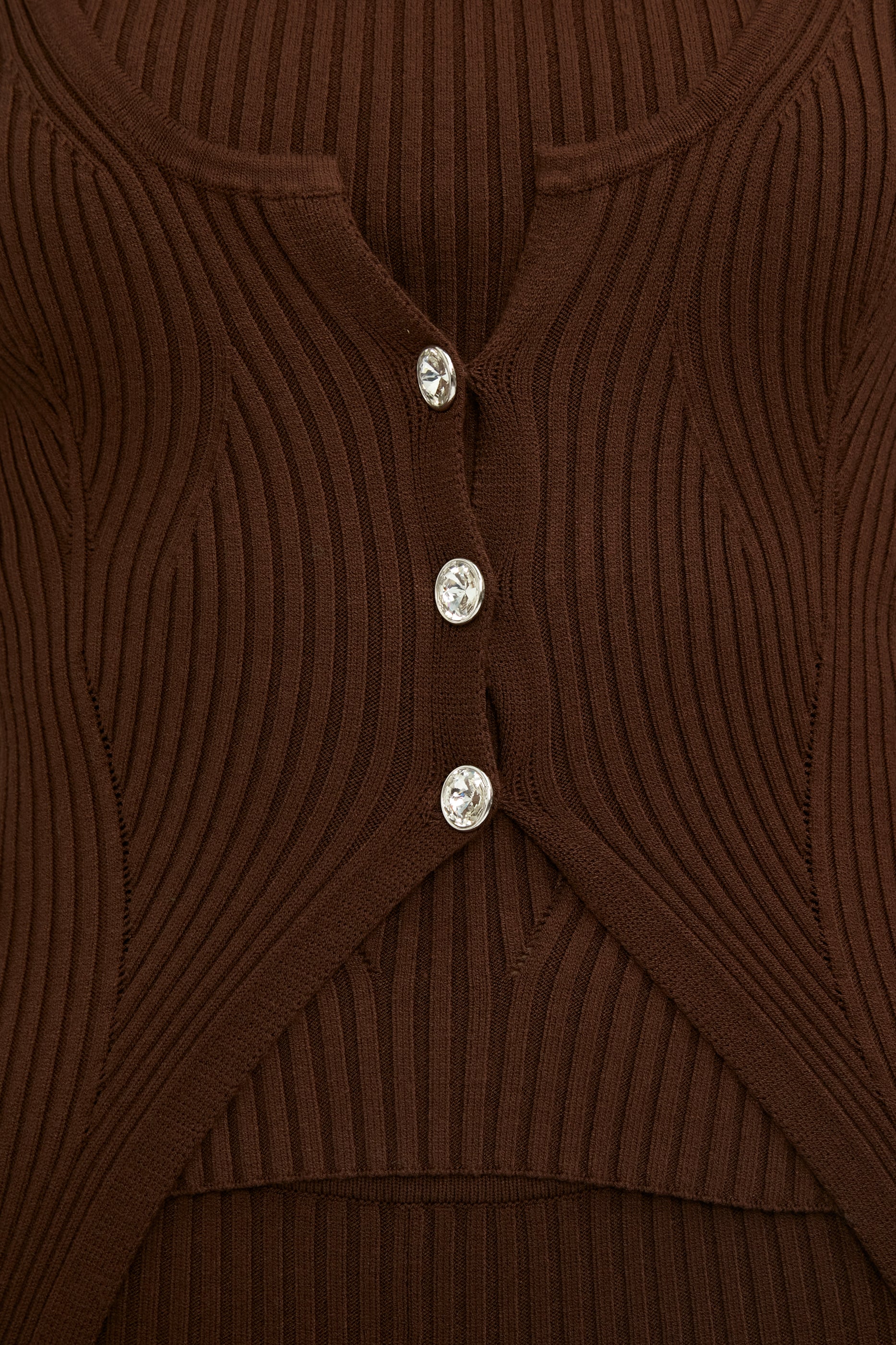 ELEONORA GOTTARDI Long Ribbed Cardigan in Chocolate