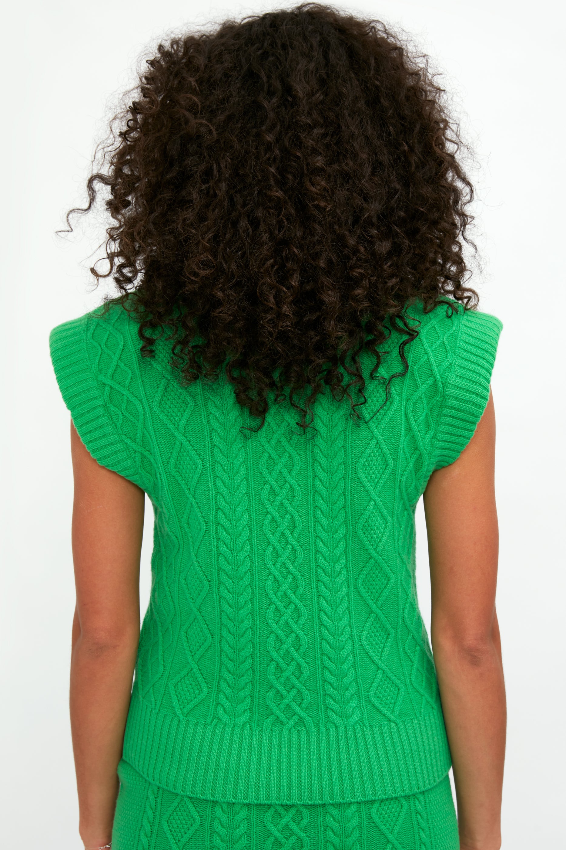 ELEONORA GOTTARDI Padded Shoulder Top in Green