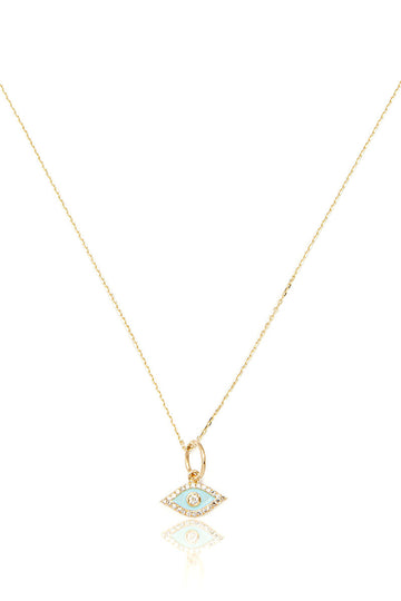 L.A. STEIN Blue Eye Necklace in Yellow Gold