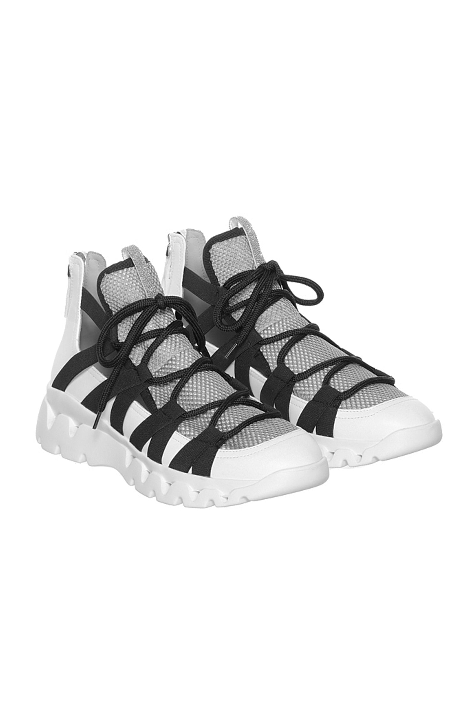 FABIANA FILIPPI Lace Up Sneaker in Bianco Roccia Nero