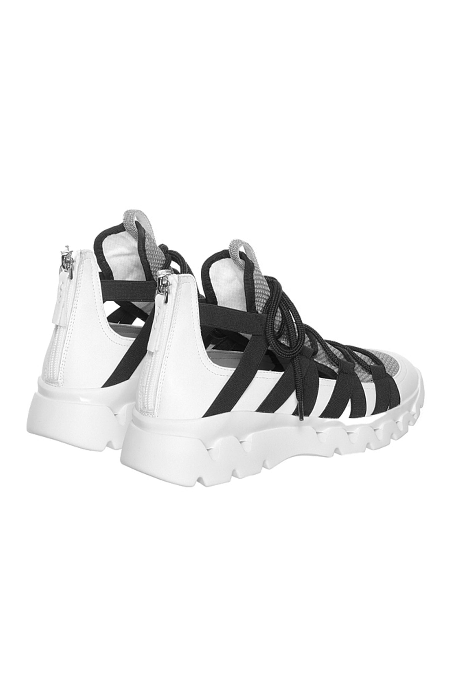 FABIANA FILIPPI Lace Up Sneaker in Bianco Roccia Nero