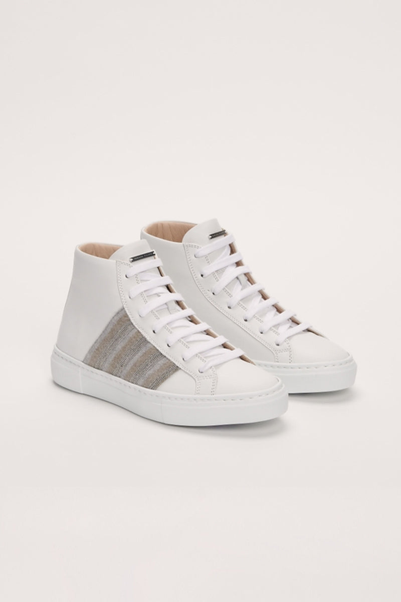 FABIANA FILIPPI Leather High Top Sneakers in White