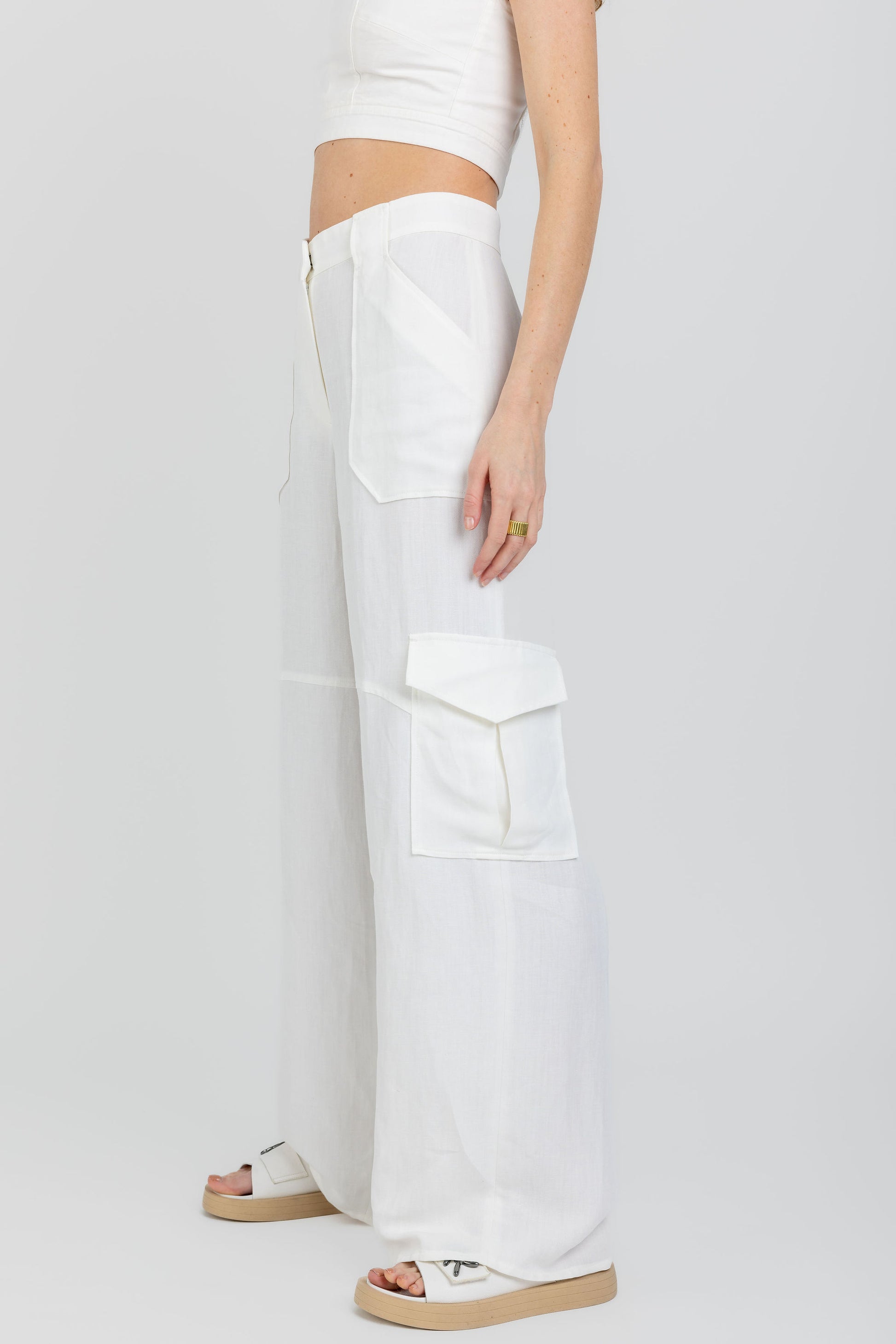 FABIANA FILIPPI Cool Wool Cargo Trouser Pant in Raffia