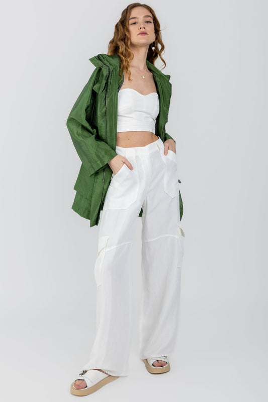 FABIANA FILIPPI Cool Wool Cargo Trouser Pant in Raffia