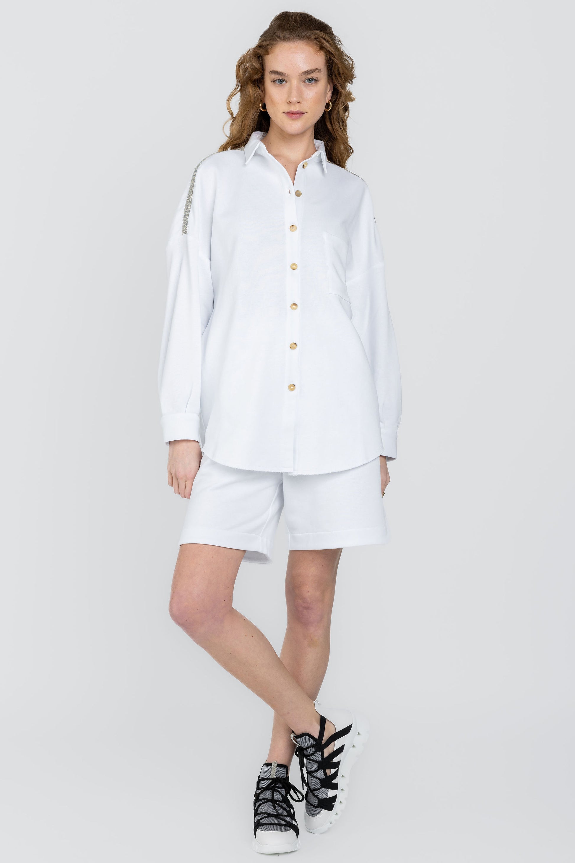 FABIANA FILIPPI Cotton Bermuda Sweat Short in White