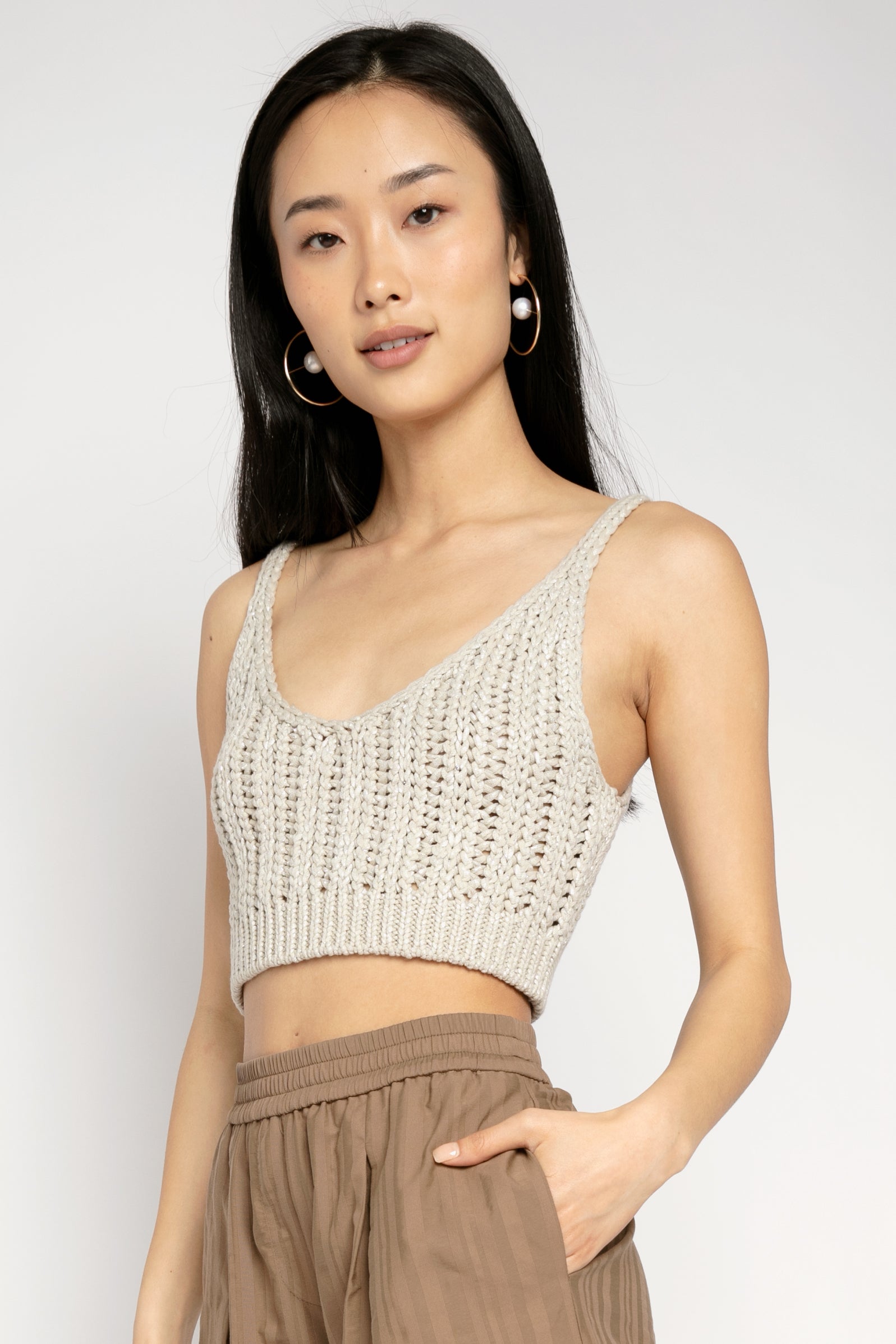 FABIANA FILIPPI Cropped Cotton Tank Top in Bamboo