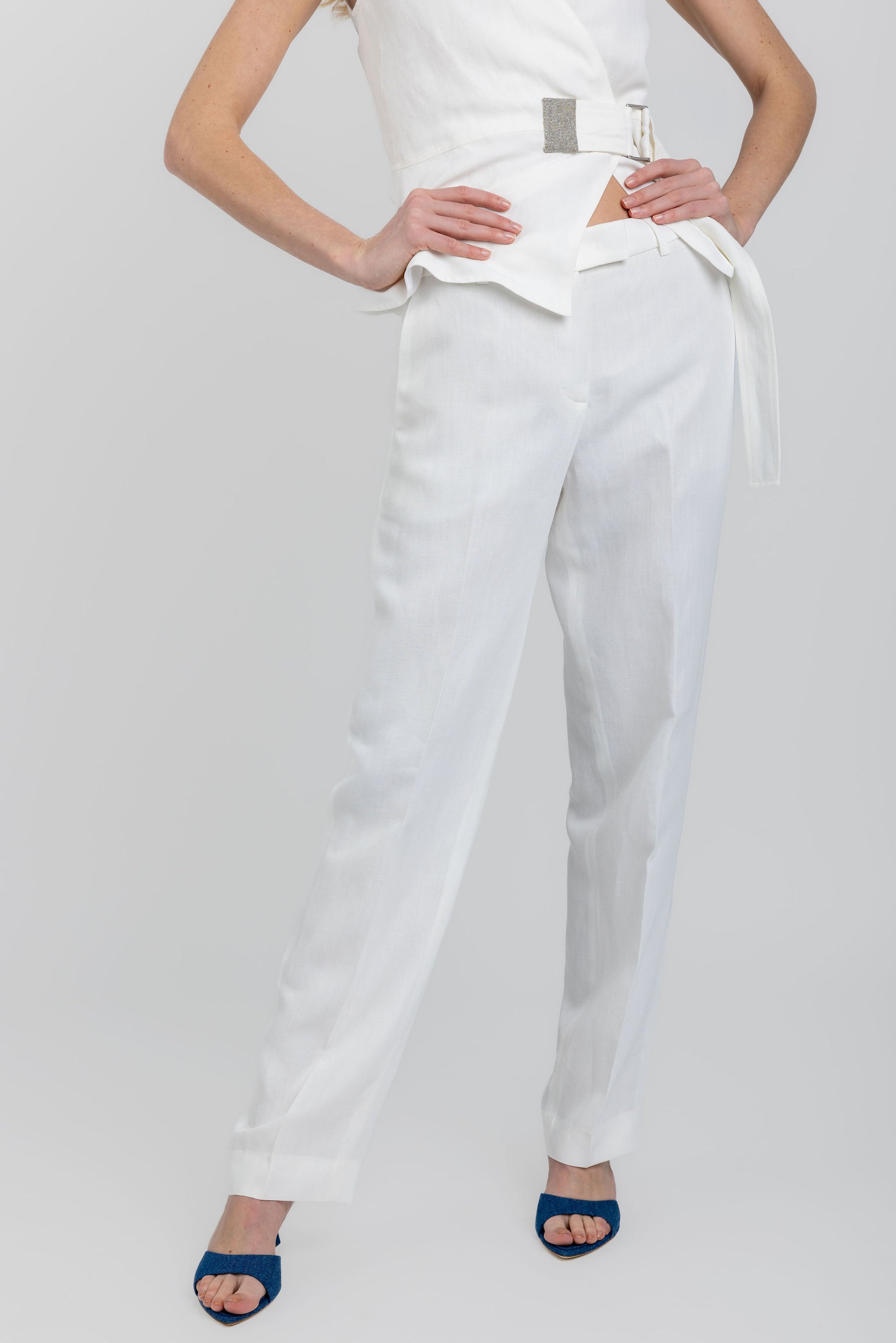FABIANA FILIPPI Linen Viscose Trouser Pant in Raffia