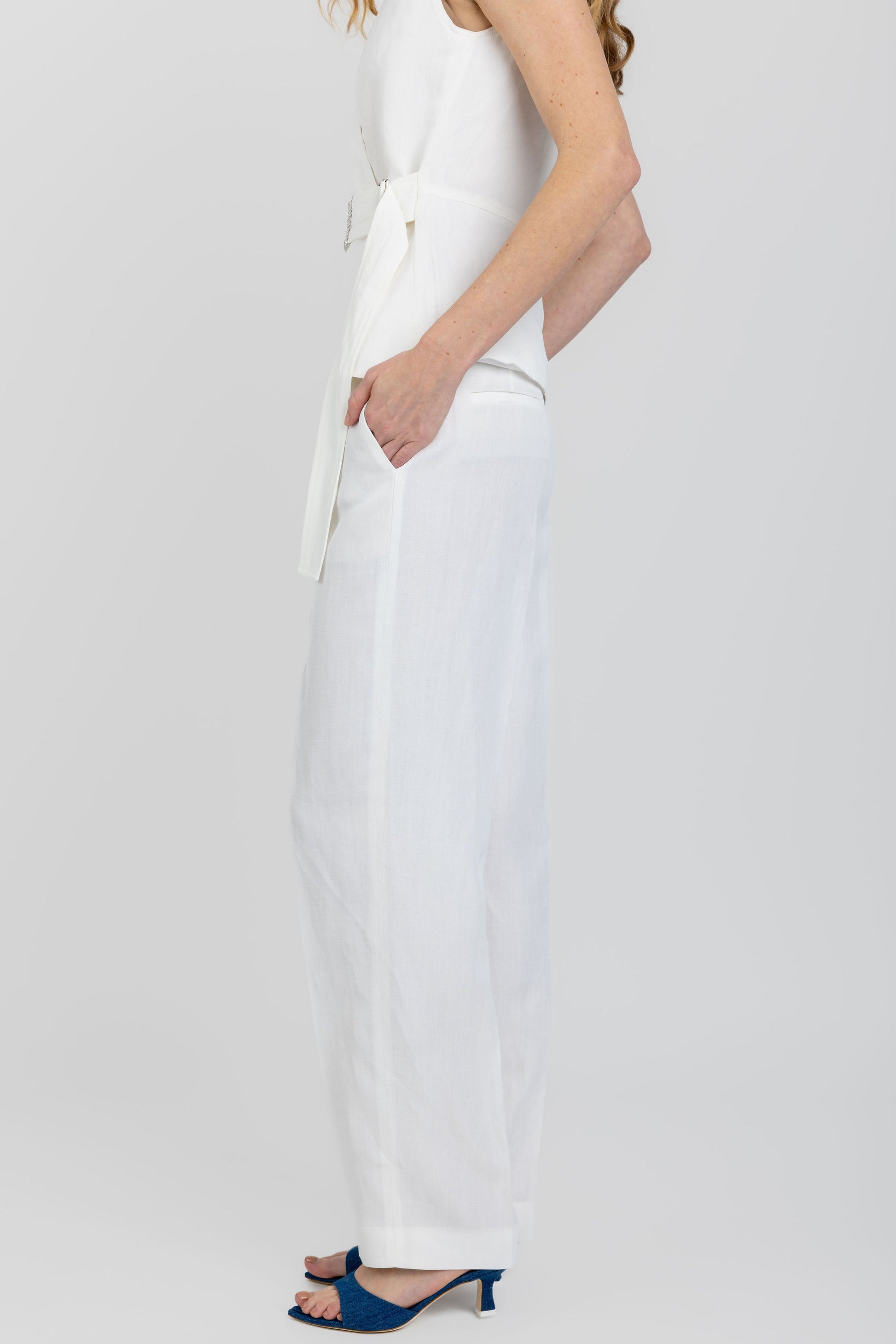 FABIANA FILIPPI Linen Viscose Trouser Pant in Raffia