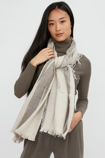 FABIANA FILIPPI Lurex Stripe Scarf in Mandorla