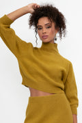 FABIANA FILIPPI Platinum and Mohair High Neck Sweater in Curry