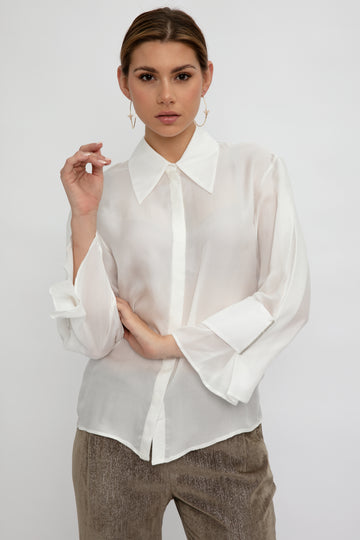 FABIANA FILIPPI Silk Gauze Shirt in Raffia