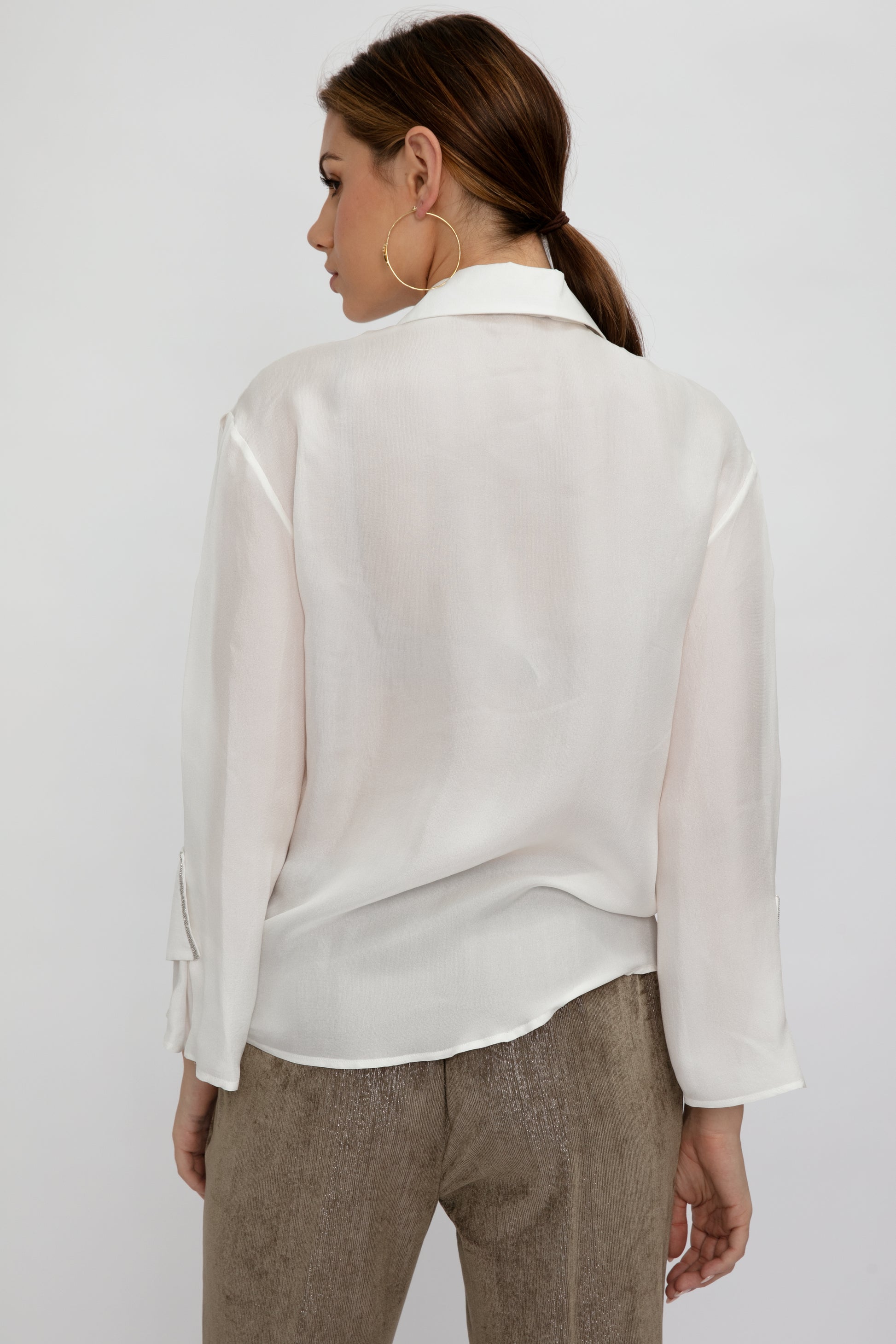 FABIANA FILIPPI Silk Gauze Shirt in Raffia