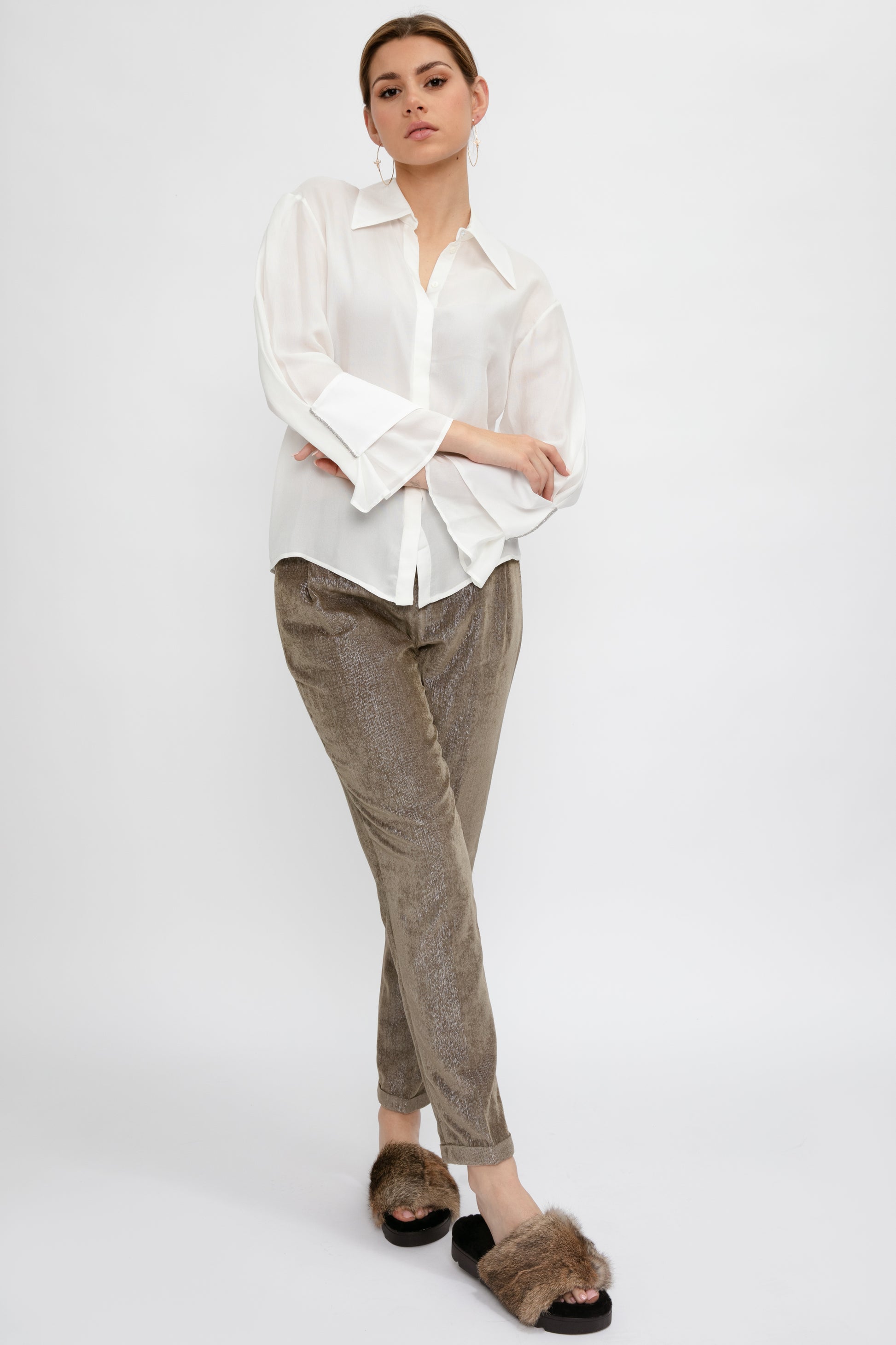 FABIANA FILIPPI Silk Gauze Shirt in Raffia