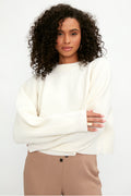FORTE FORTE Carded Wool Cropped Kimono Sweater in Candor