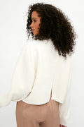 FORTE FORTE Carded Wool Cropped Kimono Sweater in Candor
