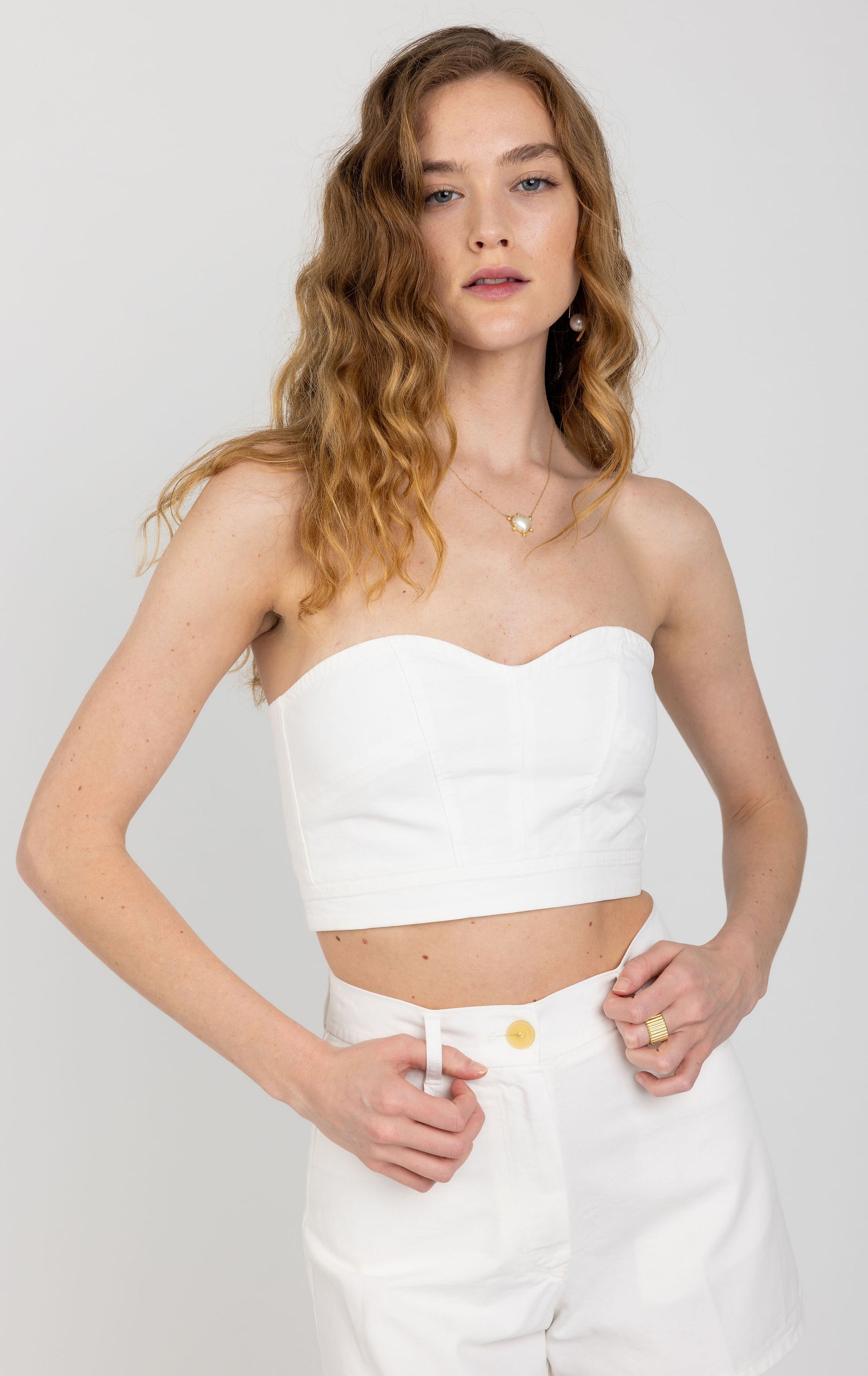 FORTE FORTE Cotton Canvas Couture Bustier in Pure