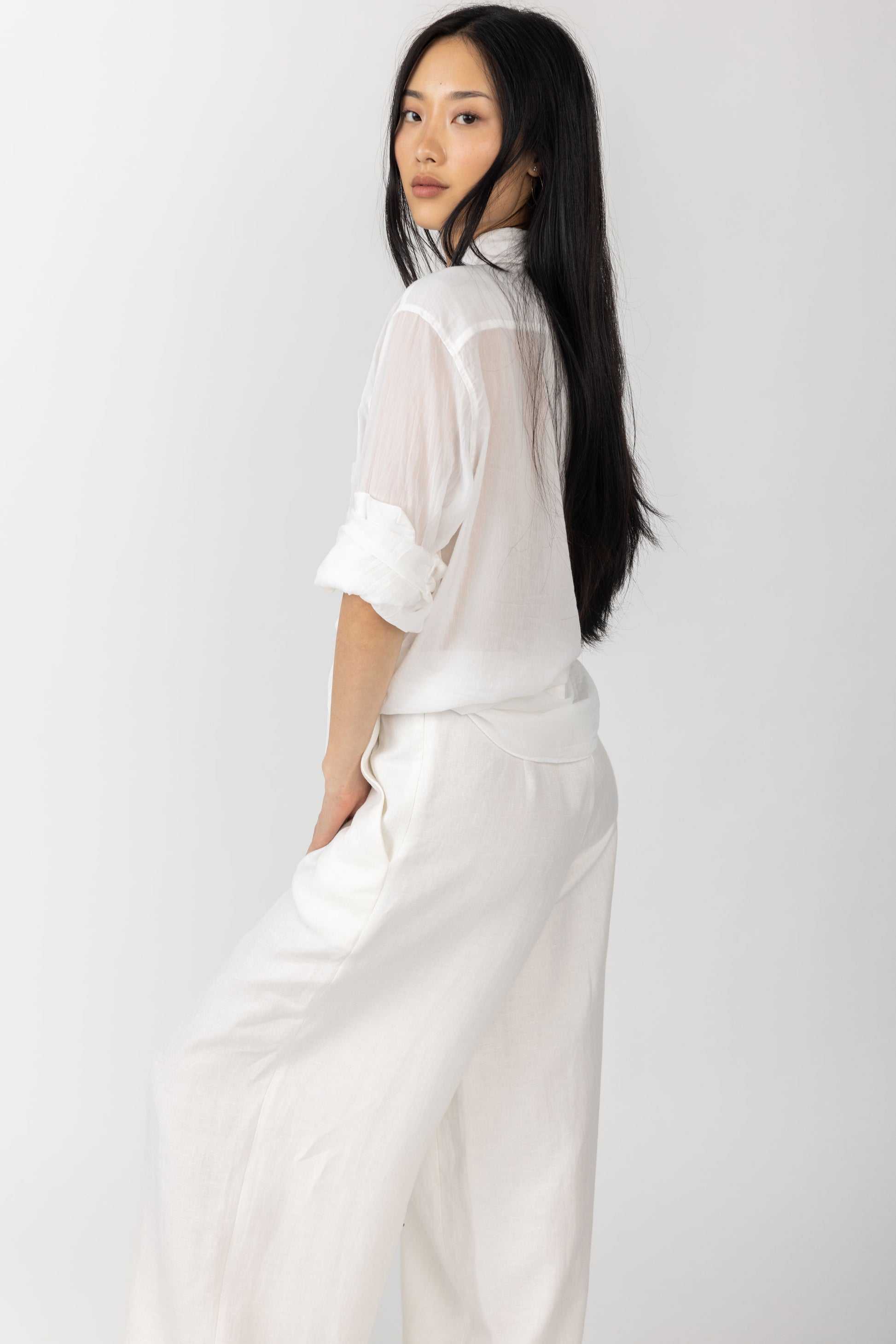 FORTE FORTE Cotton Silk Voile Shirt in White