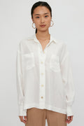 FORTE FORTE Habotai Silk Shirt in Bianco