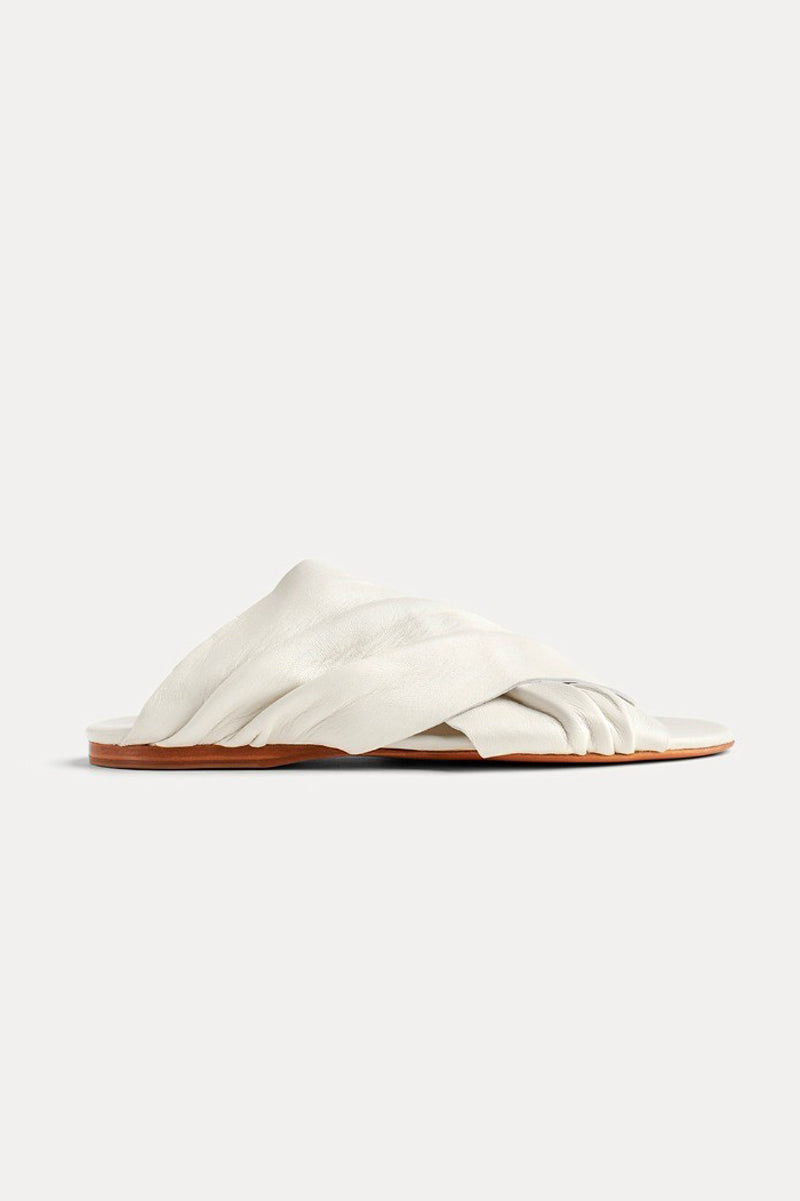 Leather Sandal Slide in Bianco