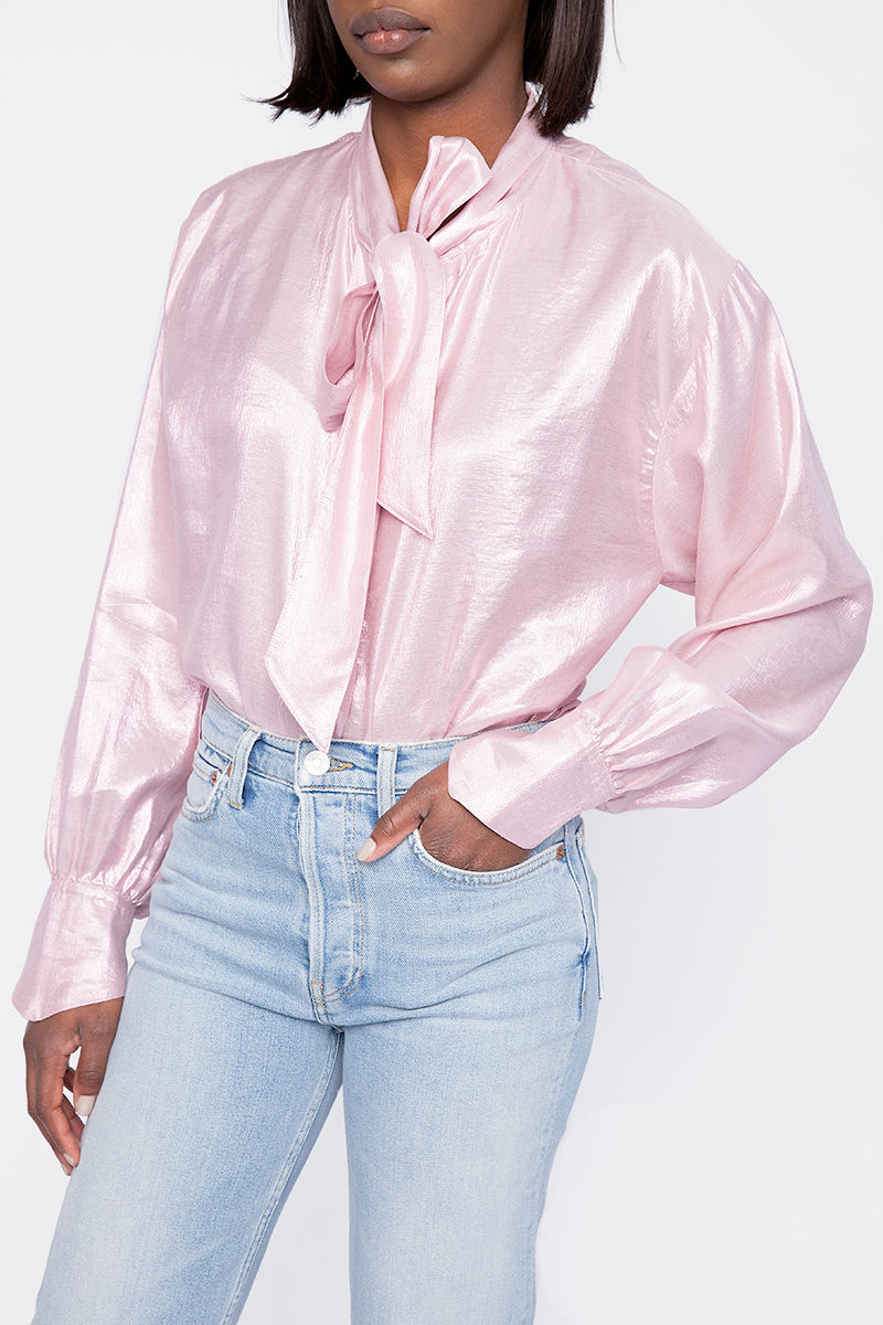 FORTE FORTE Silk Shirt in Metallic Rose