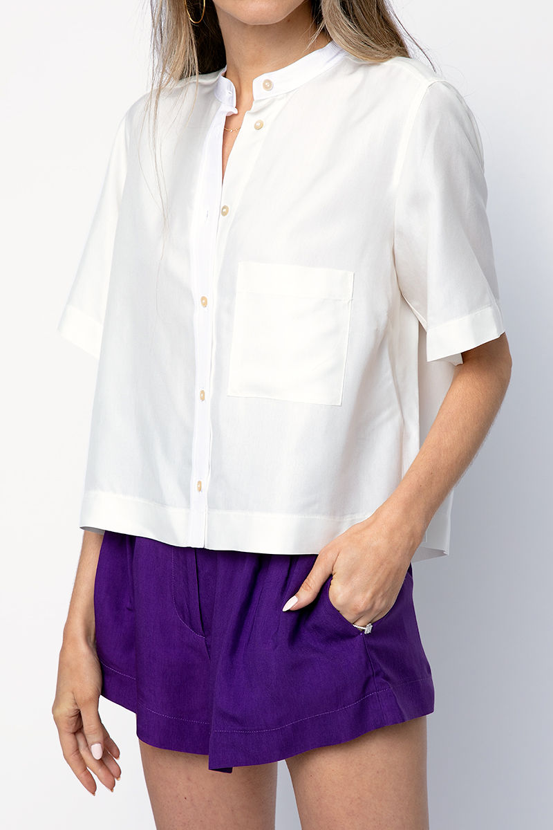 FORTE FORTE Viscose Cupro Shirt in Bianco