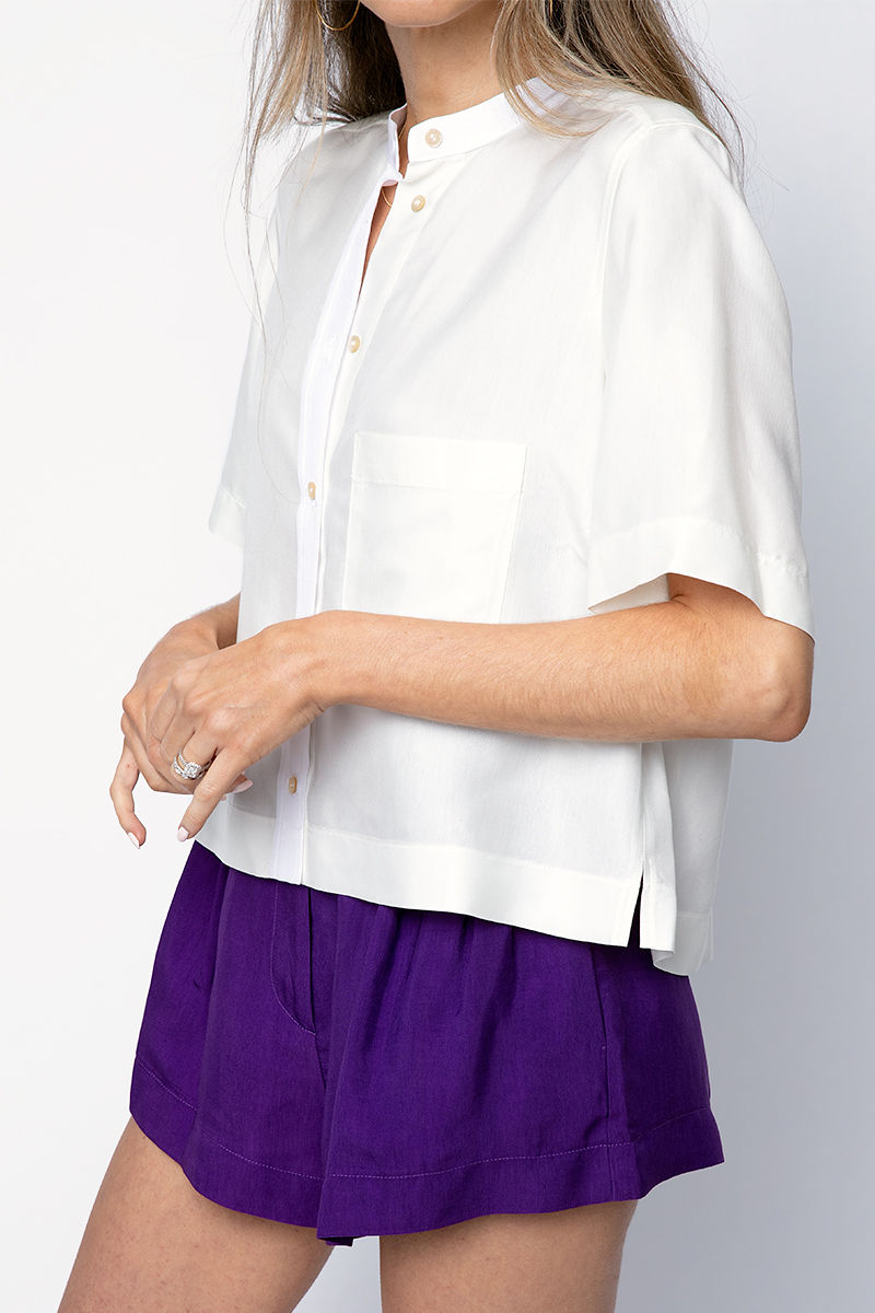 FORTE FORTE Viscose Cupro Shirt in Bianco