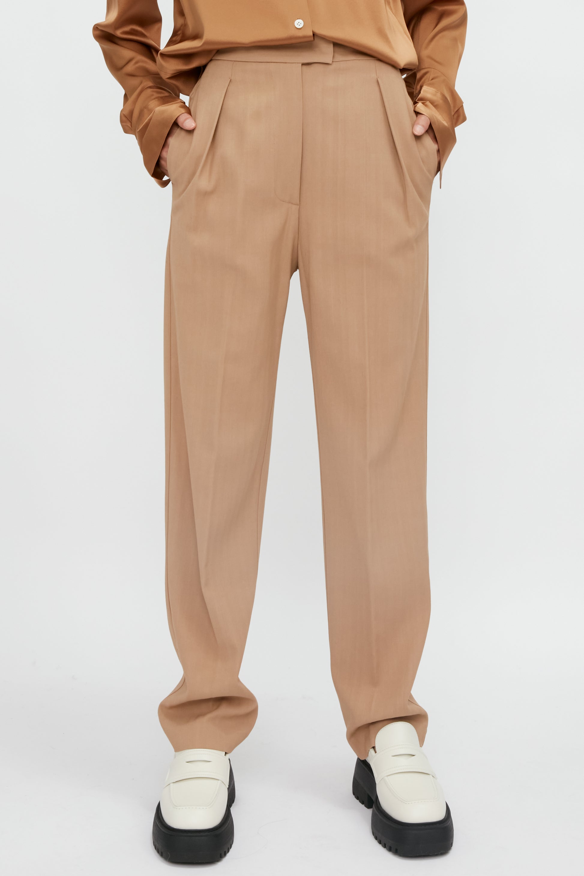 FORTE FORTE Viscose Wool High Waist Pant in Ande