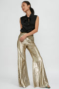 FORTE FORTE Encanto Lurex Velvet Flare Pant in Sol