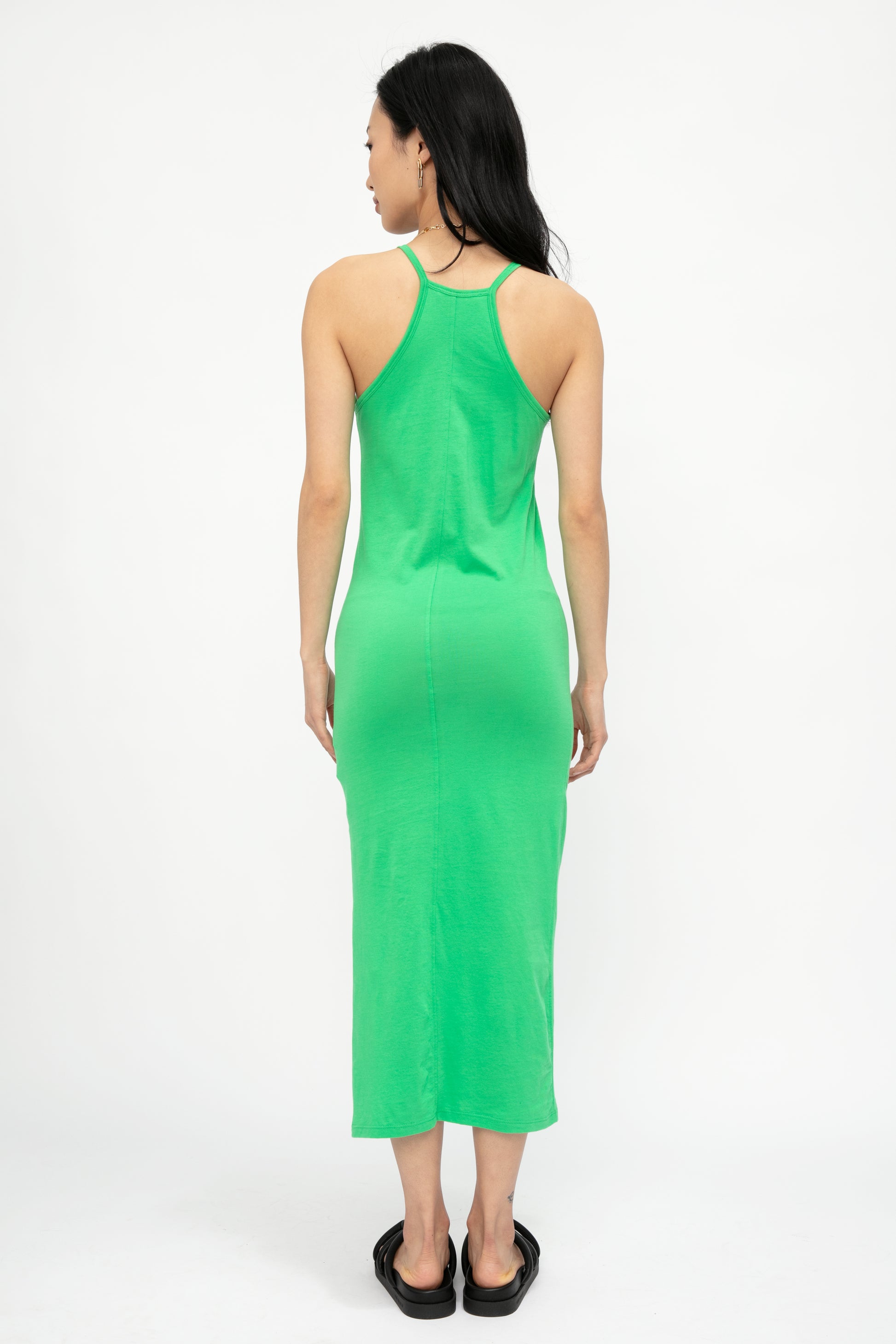 FRAME Cami Tank Dress in Grass Green
