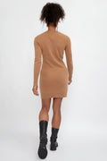 FRAME Cashmere Cut Out Sweater Dress in Camel